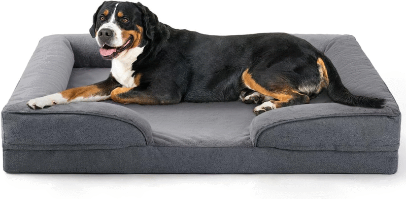 Orthopedic dog sofa bed in grey, size Large