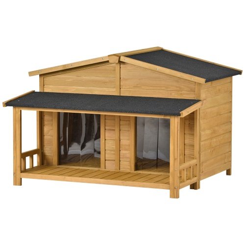 Spacious Wooden Dog House with Porch