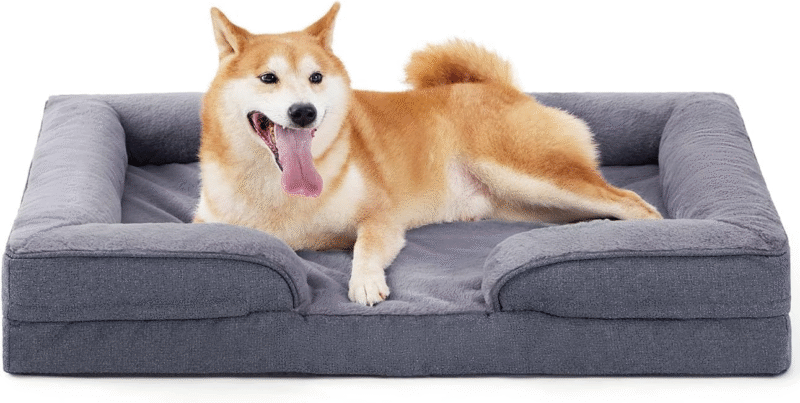 Orthopedic dog sofa bed in grey, size Large