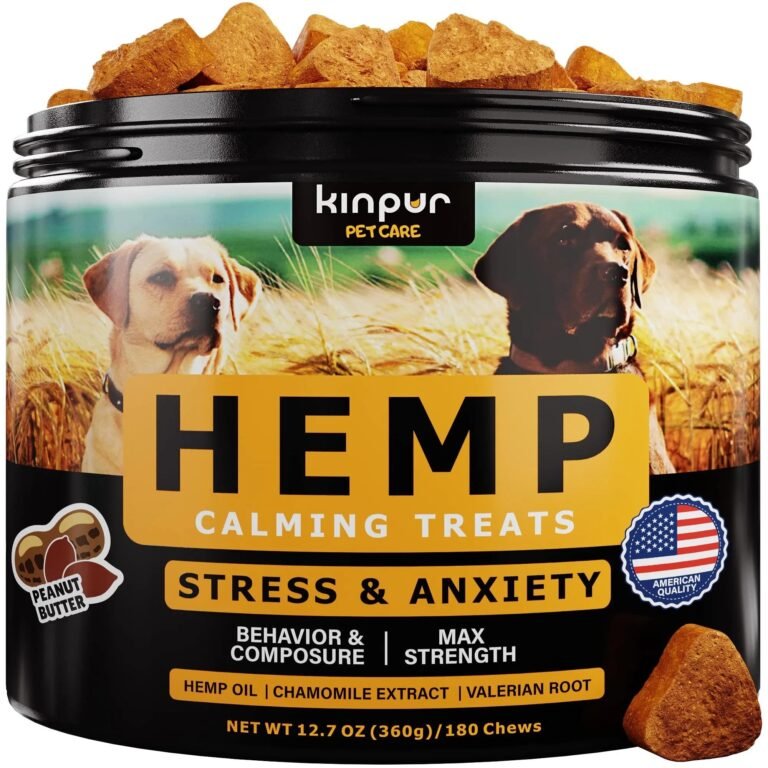 Natural Calming Dog Chews with Hemp Oil & Valerian Root – Peanut Butter Flavor – Stress & Anxiety Relief – 180 Soft Treats